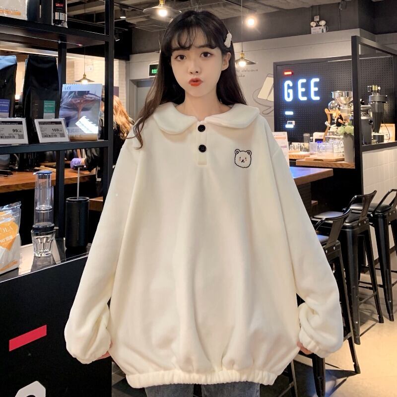 オータムホワイトセーター 薄手カラーコート ルーズジャケット 秋物 萌量不足77858596299