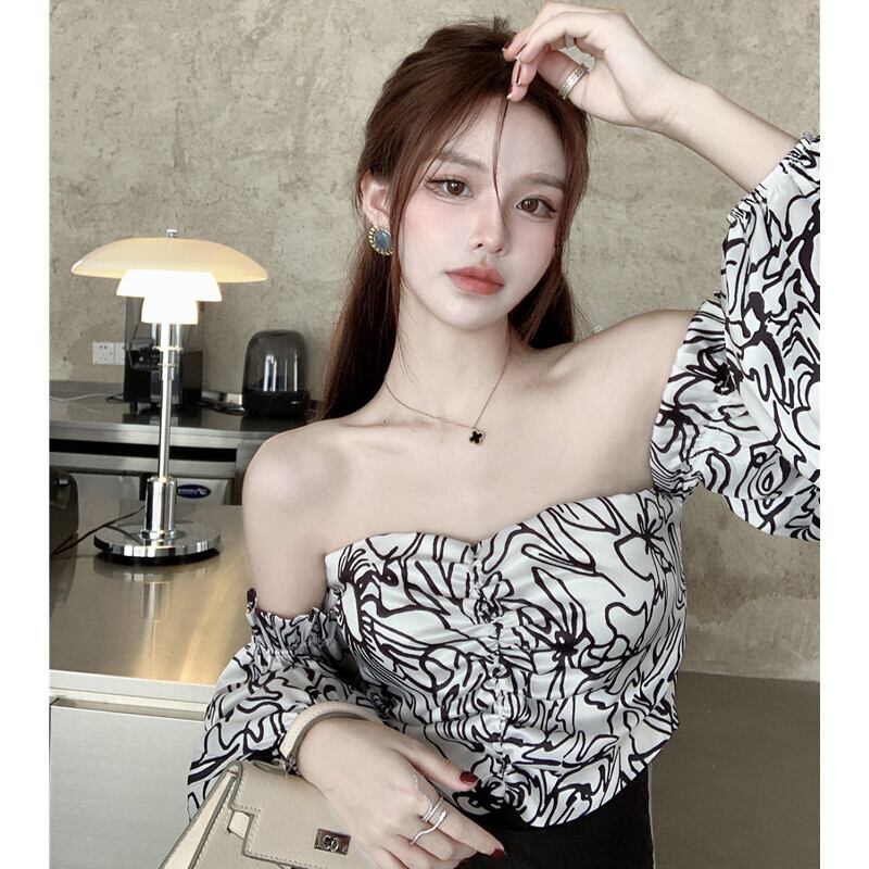 スリーブシャツ オータムスタンダードプリント レトロ 秋物 ガールズファッション57906130475