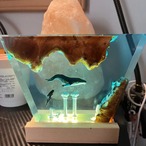 クジラ樹脂ランプ レジン 手作り ホームデコレーション ベッドサイドランプ ベッドサイドテーブル用のユニークな樹脂照明 寝室のナイトスタンド