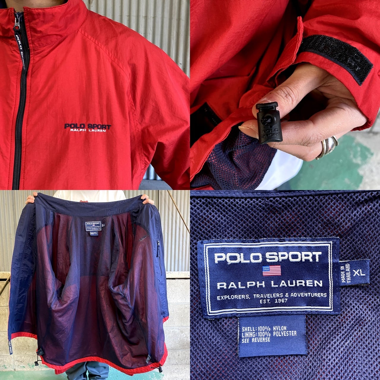 90年代 POLO SPORT ポロスポーツ Ralph Lauren ラルフローレン ワンポイントロゴ 刺繍 ナイロンジャケット メンズXL レッド  赤色 古着 90s ヴィンテージ ビンテージ【ブルゾン・ジャケット】【WS2202-15】 | cave 古着屋【公式】古着通販サイト