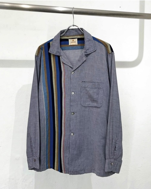 60s ARROW Striped L/S Cotton×Rayon Shirt USA製