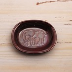【トラネコボンボン 】オーバル豆皿「ゾウ・ブラウン」