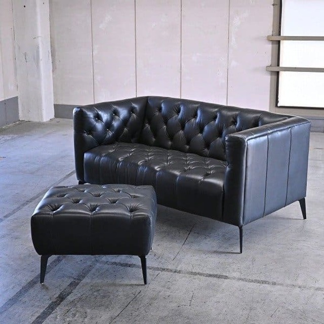 TRAMOD/トラモード 2人掛けソファ オットマン 本革 チェスターフィールド 2P モダン 英国スタイル HOUSE STYLING 【中古家具/中古インテリア/USED家具ユーズド家具/リサイクル】