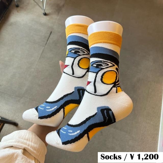 TOPANGA Socks Lady's Art Socks Face in profile アートソックス 横顔 クルーソックス レディースソックス 靴下 ギフト TOPANGA Socks Lady's Art Socks Face in profile アートソックス 横顔 クルーソックス レディースソックス 靴下 ギフト