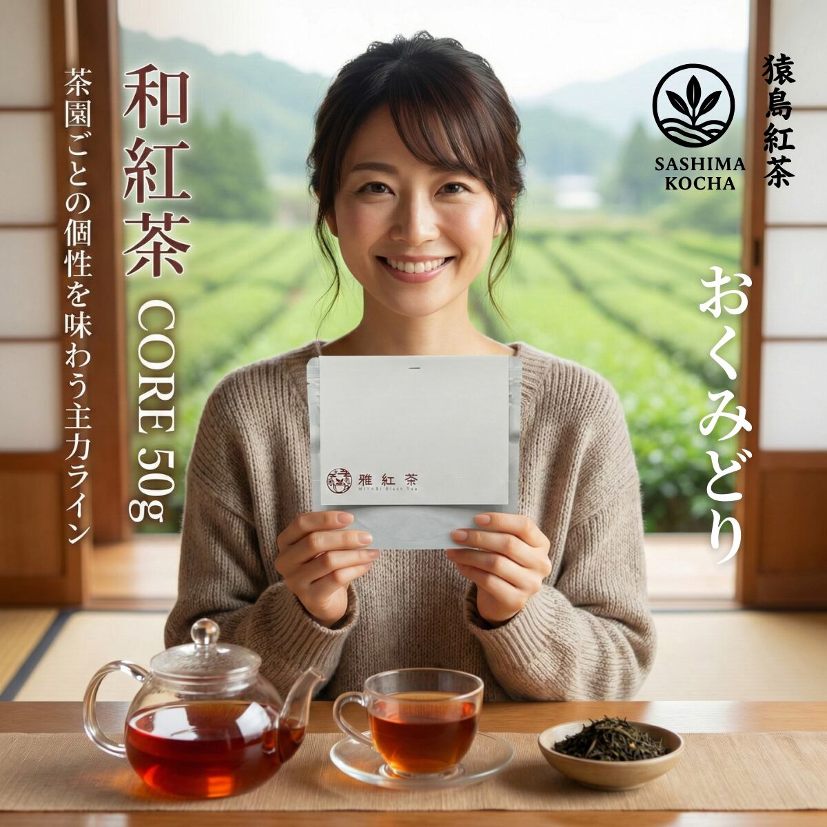 雅紅茶 猿島紅茶 おくみどり 50g 国産 和紅茶 リーフティー ミルク