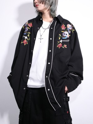 sugar skull embroidery western shirt