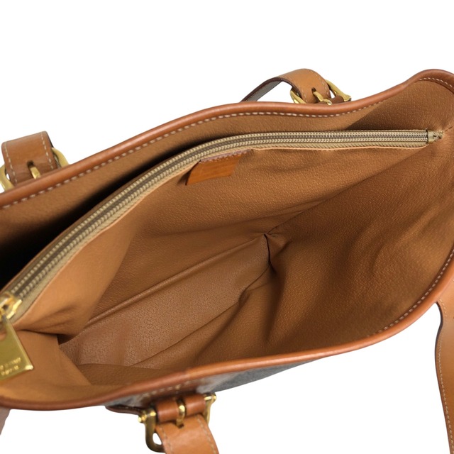 CELINE セリーヌ マカダム ハンドバッグ ブラウン ブラゾン型押し PVC トートバッグ vintage ヴィンテージ オールド yemzhg