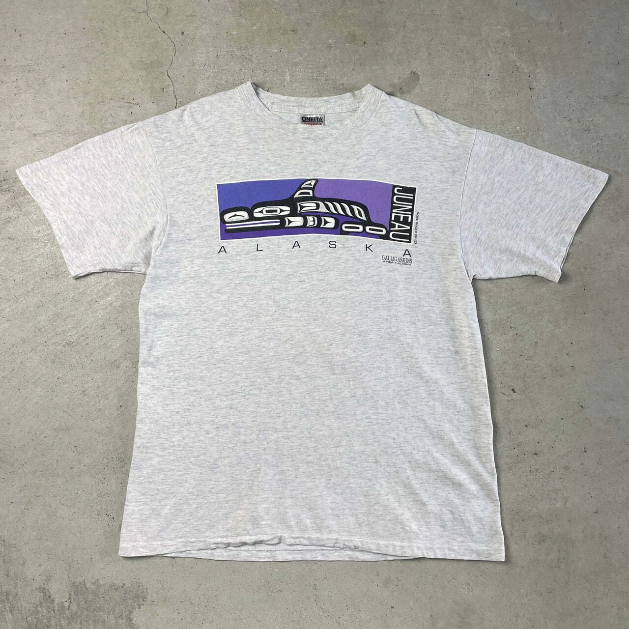 90sヴィンテージTシャツ　USA製 USA製 90年代 ALASKA JUNEAU スーベニアプリントTシャツ メンズL 古着