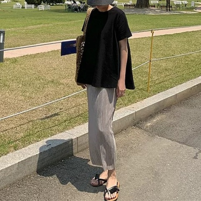 【クルーネック半袖ロングTシャツ 】P00338