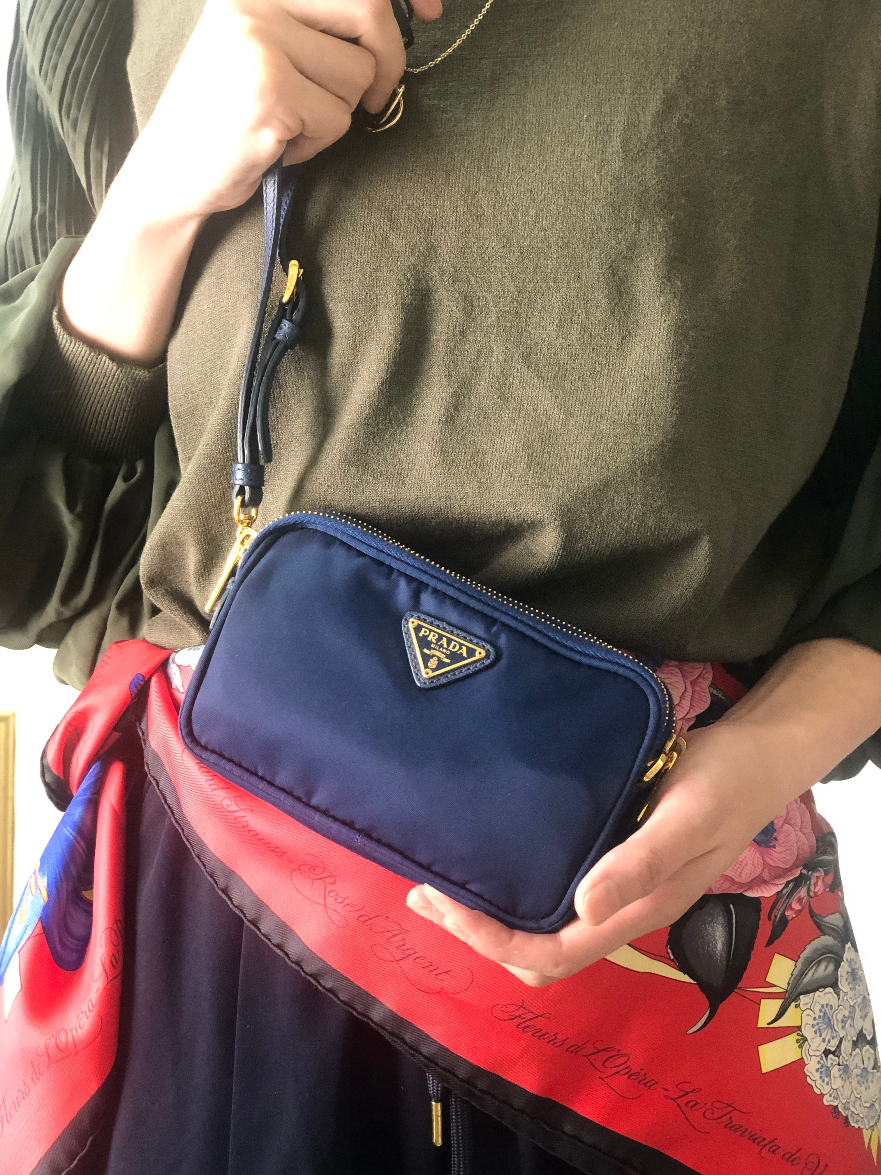 PRADA プラダ ショルダーバッグ ブルー トライアングルロゴ ナイロン