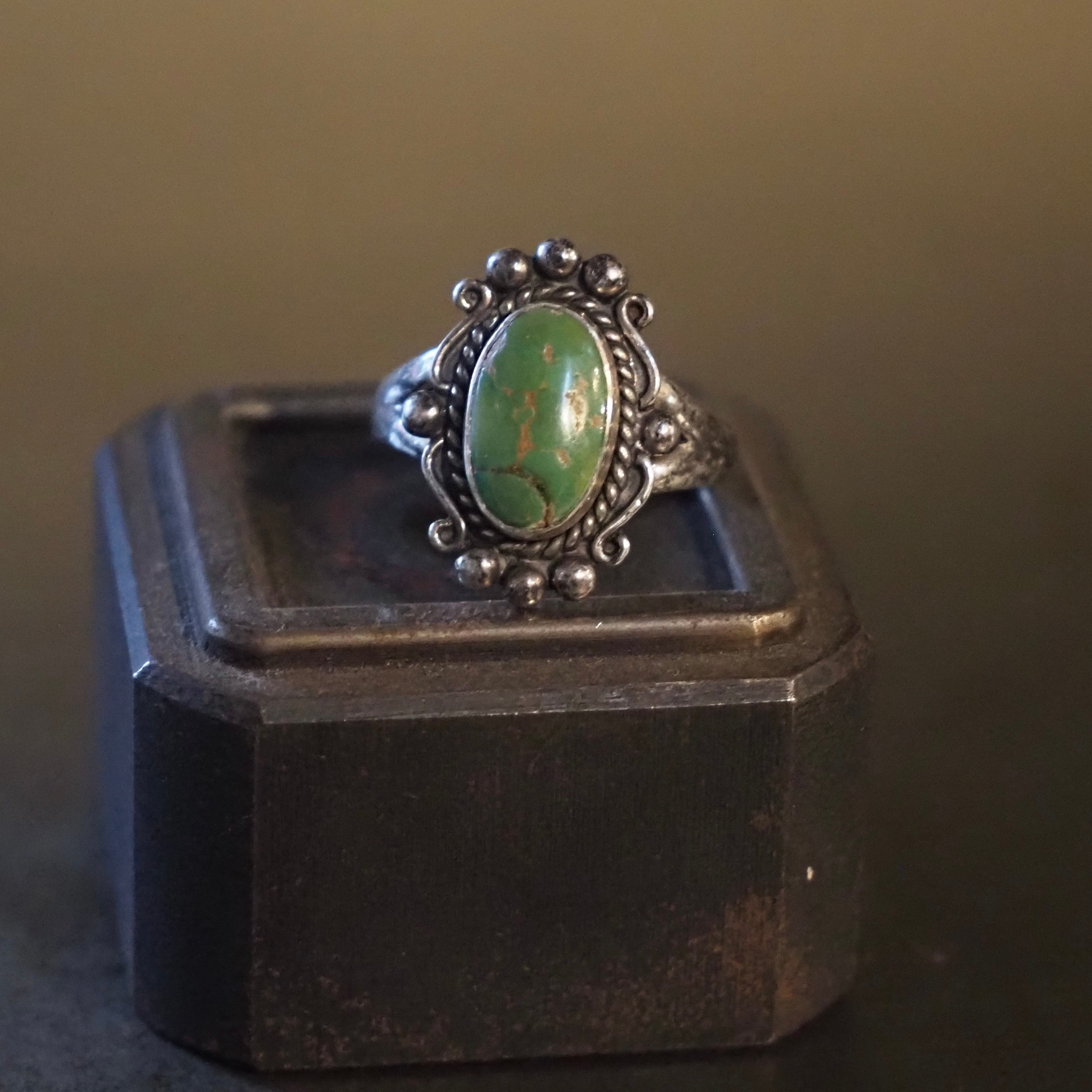 Navajo Fred Harvey Era Turquoise Ring 15号 ナバホ フレッドハーヴィー シルバーリング ターコイズ