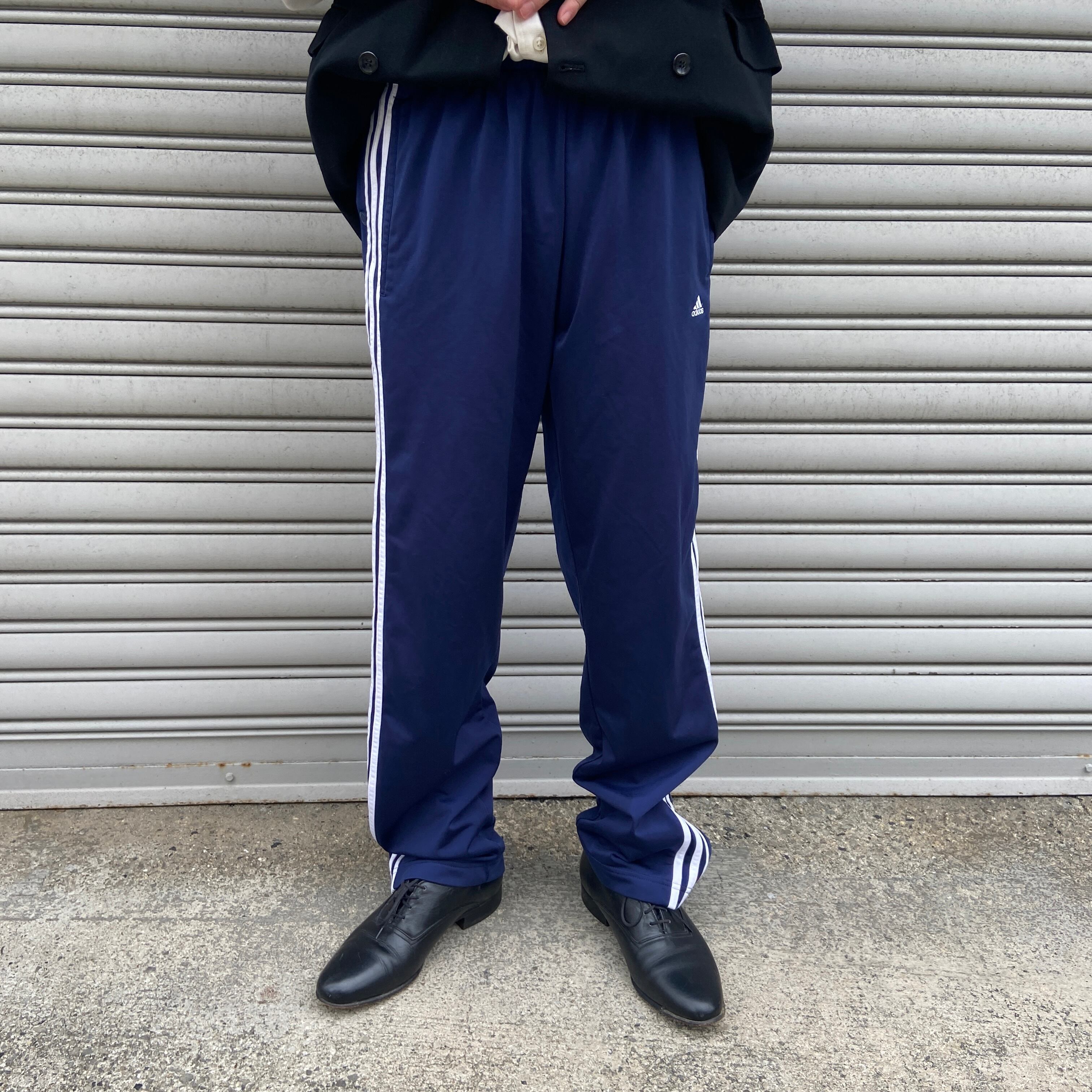 希少　adidas アメリカ製vintage トラックパンツ　ネイビー×イエロー