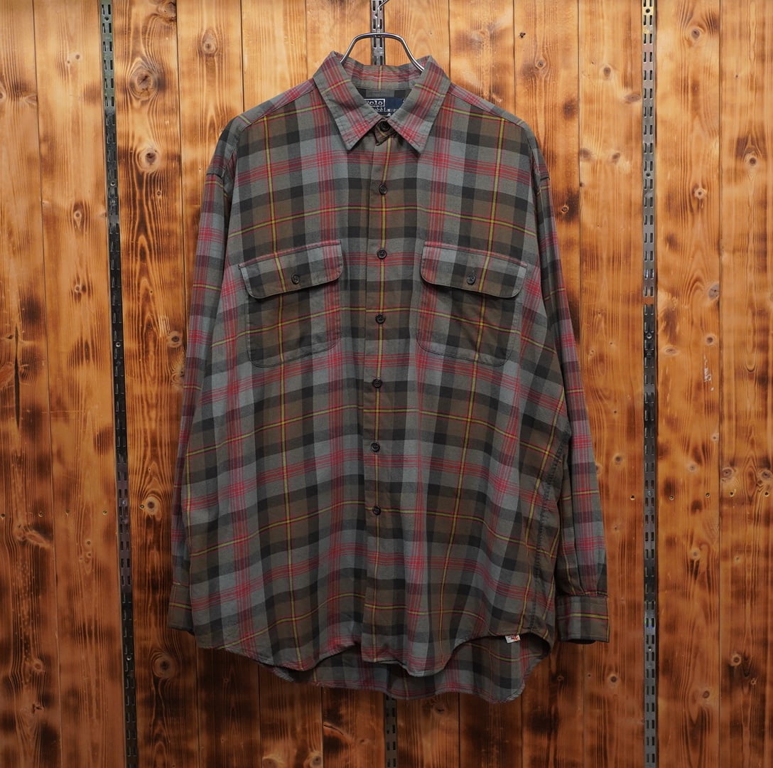 90s ralphlauren benford コットン ウール チェックシャツ L /ラルフローレン