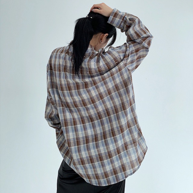 drop color checked shirt　ドロップカラーチェック柄シャツ　J1314
