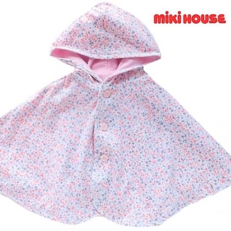 ミキハウス女の子出産祝い リバーシブルポンチョとリュックセット
