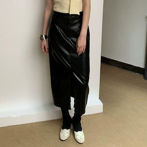 Design Black Leather Skirt