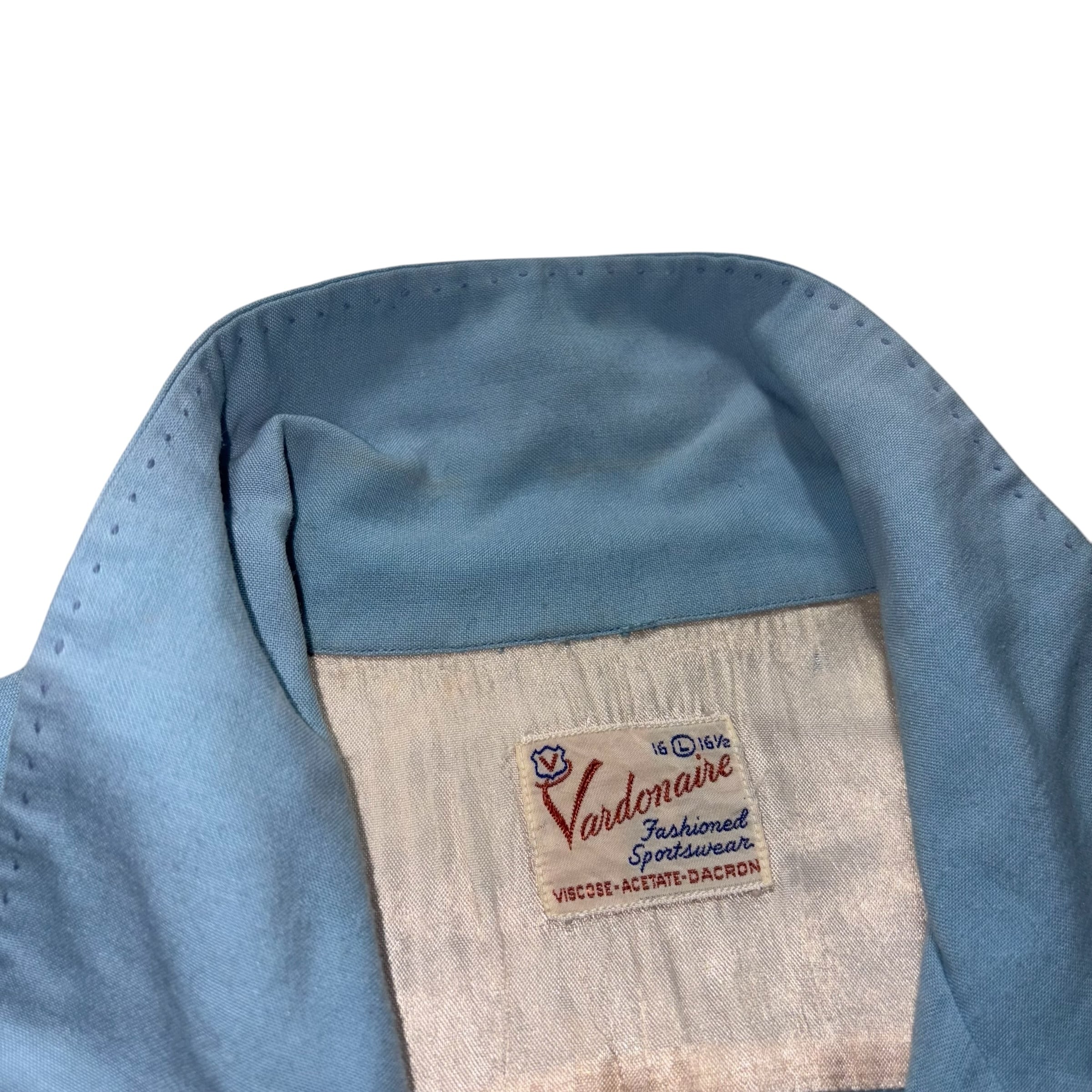 vintage 1950's light blue color rayon gabardine shirt | NOIR ONLINE
