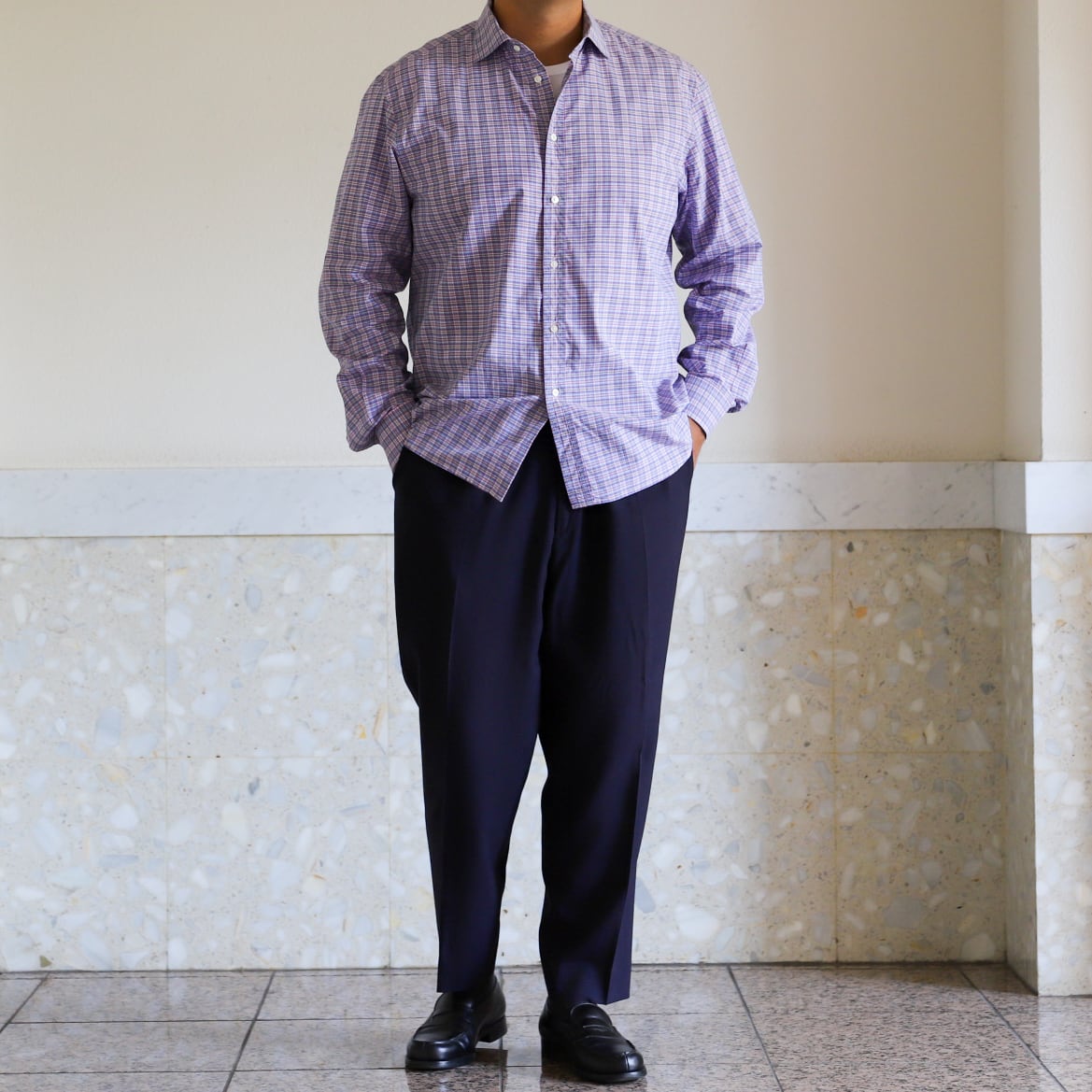 未使用】Ralph Lauren Purple Label special cotton check shirt made