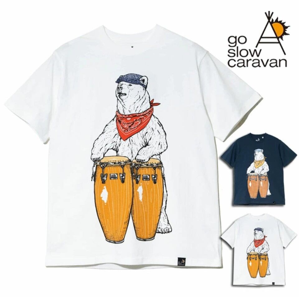 goslowcaravan コンガクマTシャツ（ホワイト）