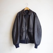 LOEFF   Lamb Leather Flight Jacket  Navy