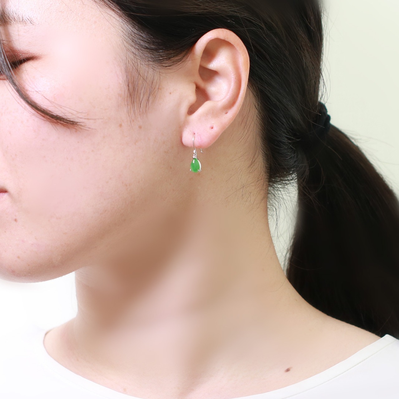 人気！鮮やかな翡翠ドロップピアス K10 A貨翡翠 jd_mm1008