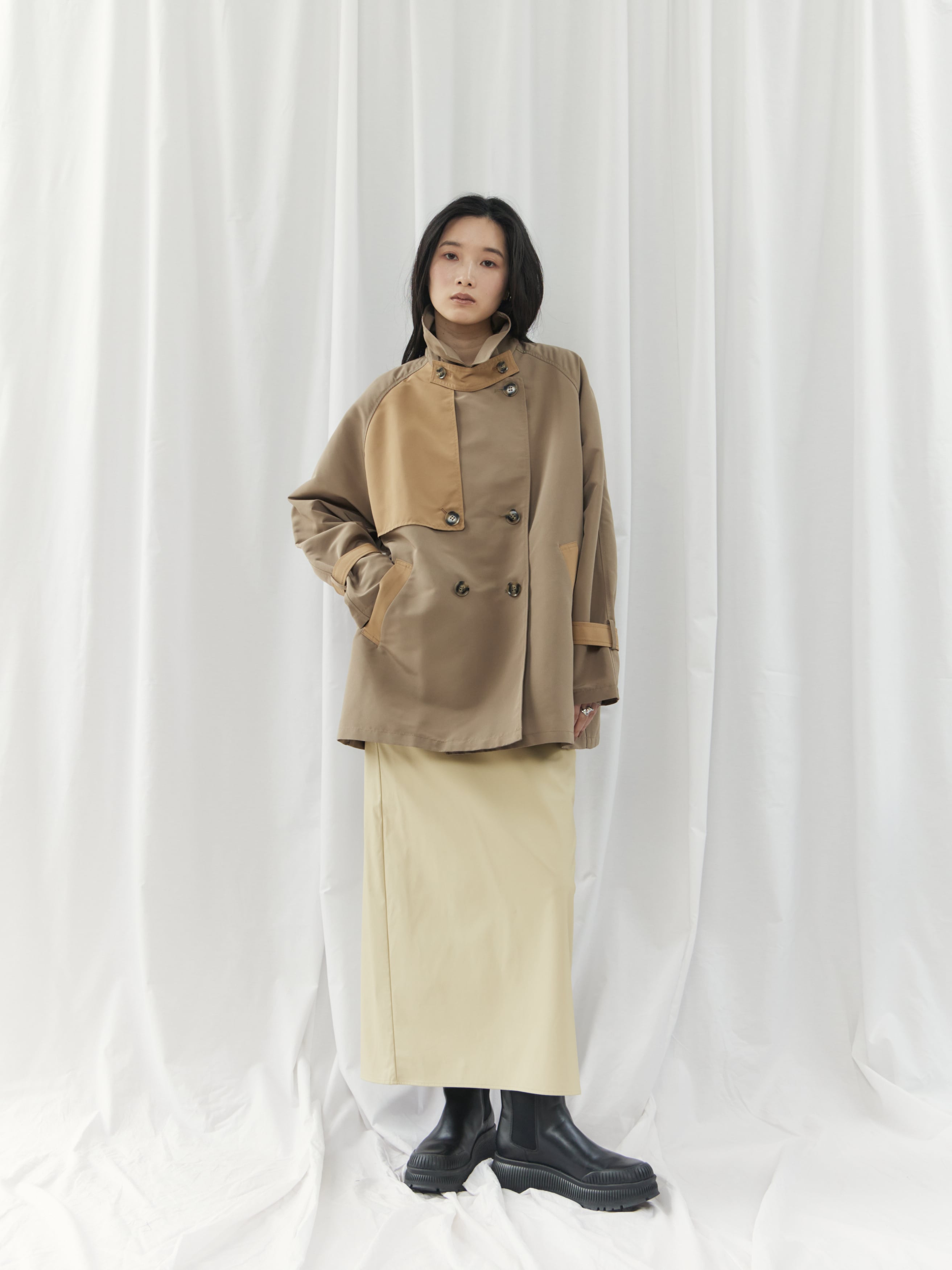 BICOLOR SHORT TRENCH COAT（ﾊﾞｲｶﾗｰｼｮｰﾄﾄﾚﾝﾁｺｰﾄ）【3676100】 | CIEL'AIR