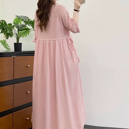 2色/立体花モチーフ刺繍フリル袖ワンピ ・11933