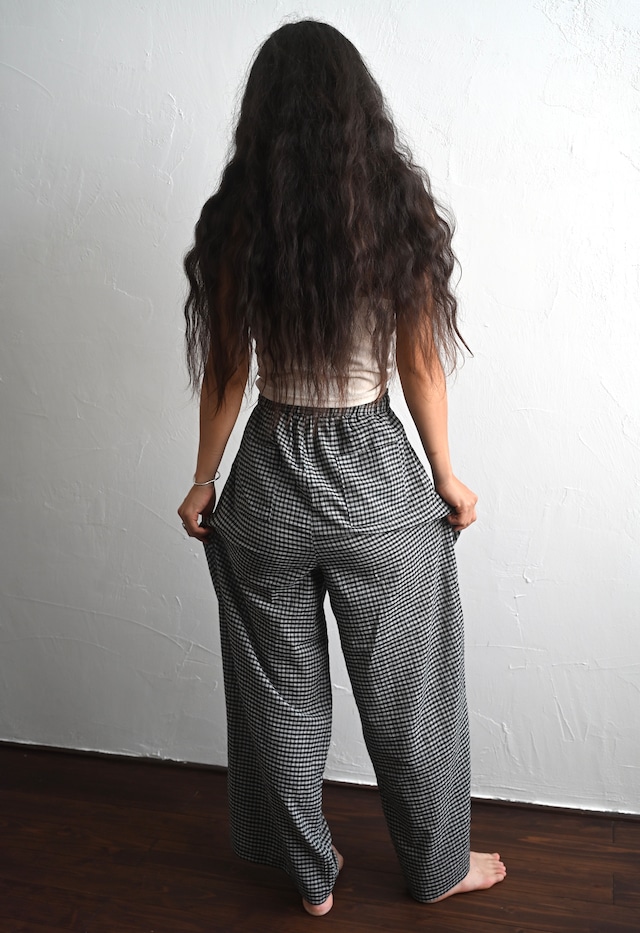 Handloom Cotton Check Wide Pants