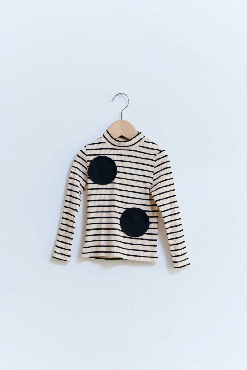 25AW】KOQUELIKO(コキュリコ)Dots lib tops black border(T)長袖