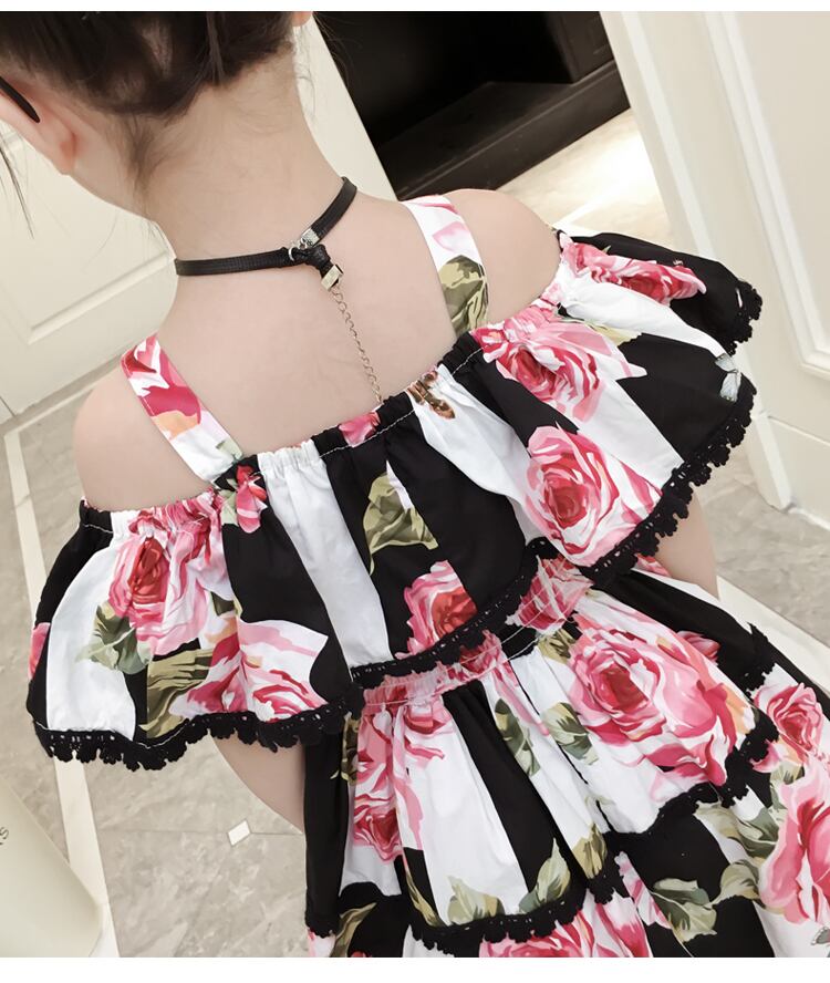 子供 チュニックワンピース オフショルダー ワンピース オフショルワンピース 花柄 ストライプ 可愛い おでかけ Anko145 Antoinette