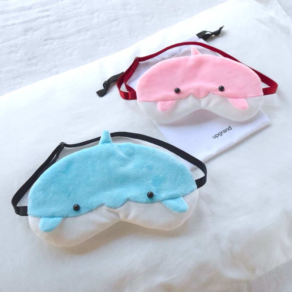 【送料無料】お得なイルカアイマスクセット|収納ポーチ付|仮眠|お昼寝|旅行|キッズ有り|ぬいぐるみんシリーズ
