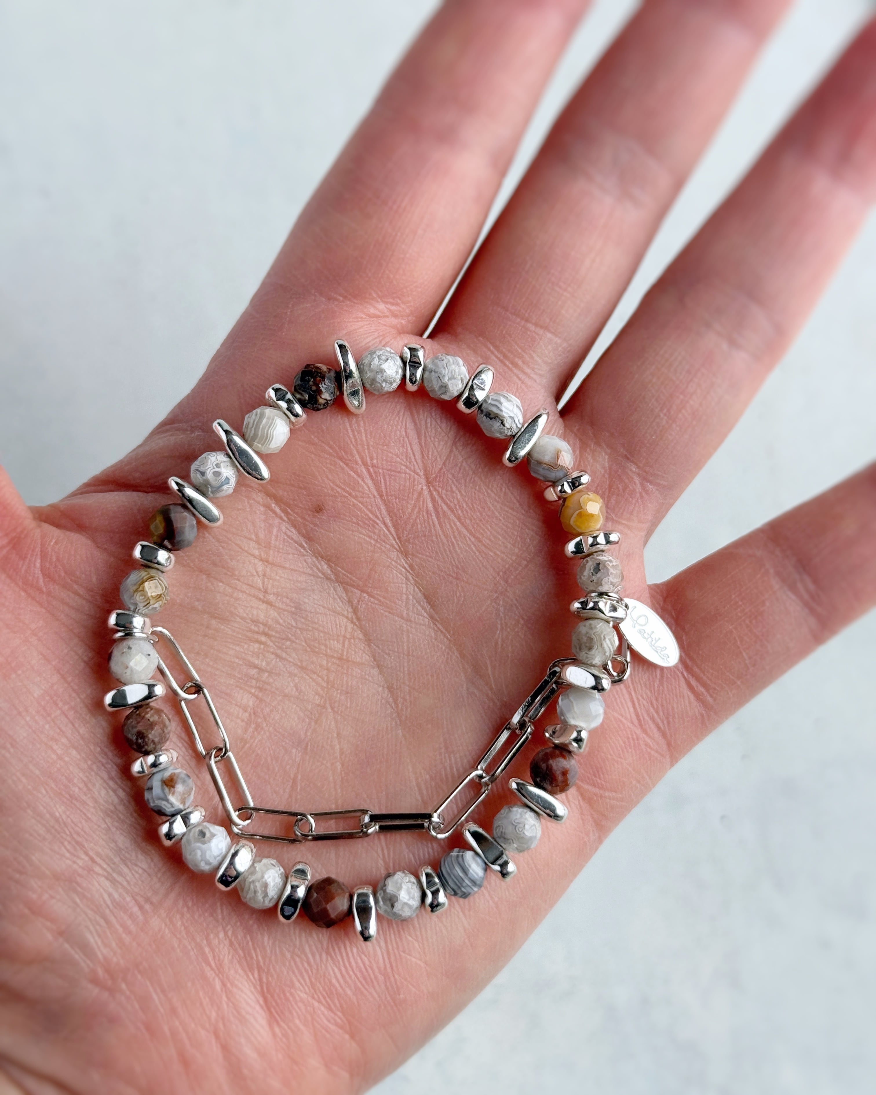 Chain & stone bracelet(ラグナレースアゲート)