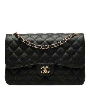 シャネル マトラッセ30 ココマーク ダブルフラップ チェーン ショルダーバッグ ブラック キャビアスキン レディース CHANEL 【中古】