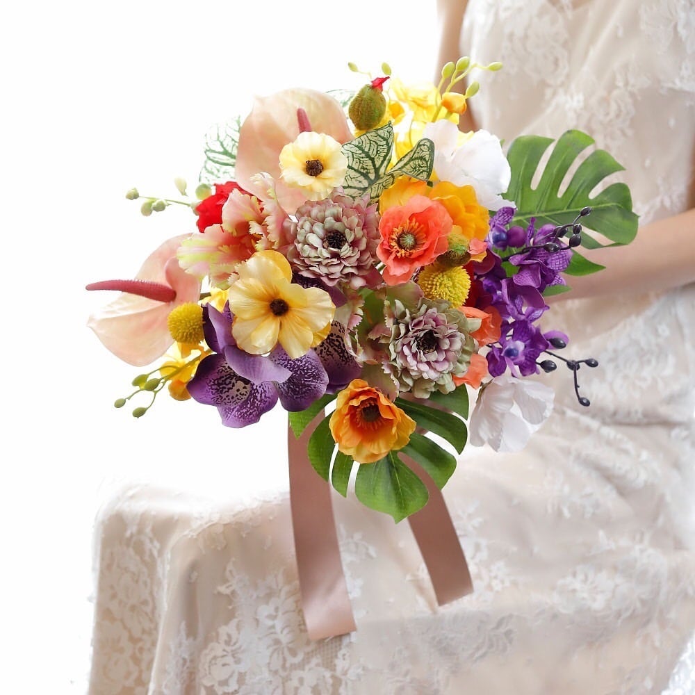 レンタルブーケ ポピーラウンドブーケD 往復送料込み 花嫁 ウェディングブーケ レンタル ウェディングフォト