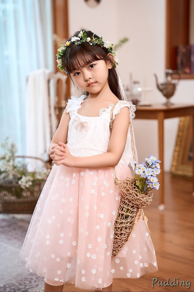 【予約】<PUDDING>  Flower net dress