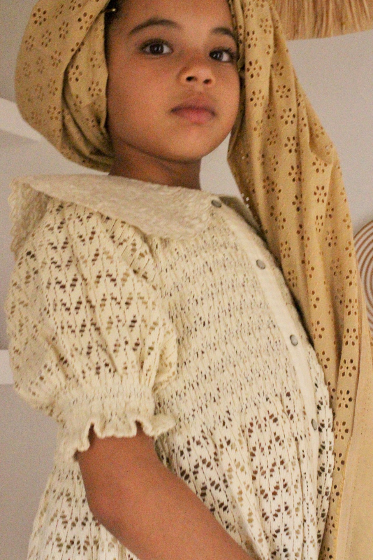 RETRO TUNIQUE Natural lace fabric 8y, 10y  / Bonjour Diary