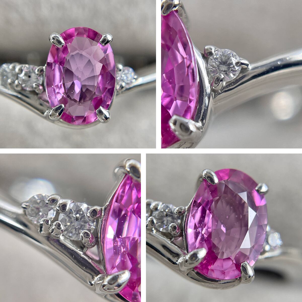 Pt900 天然ピンクサファイア 0.78ct ダイヤ 0.05ct リング Pt900 天然ピンクサファイア 0.78ct ダイヤ 0.05ct リング
