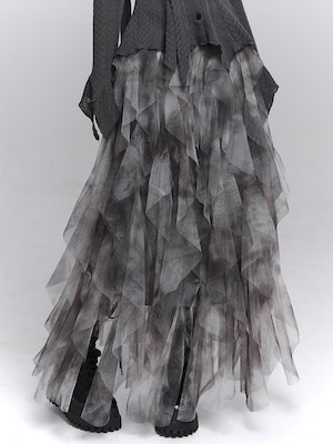 Irregular mesh floral skirt 2color [T2519]