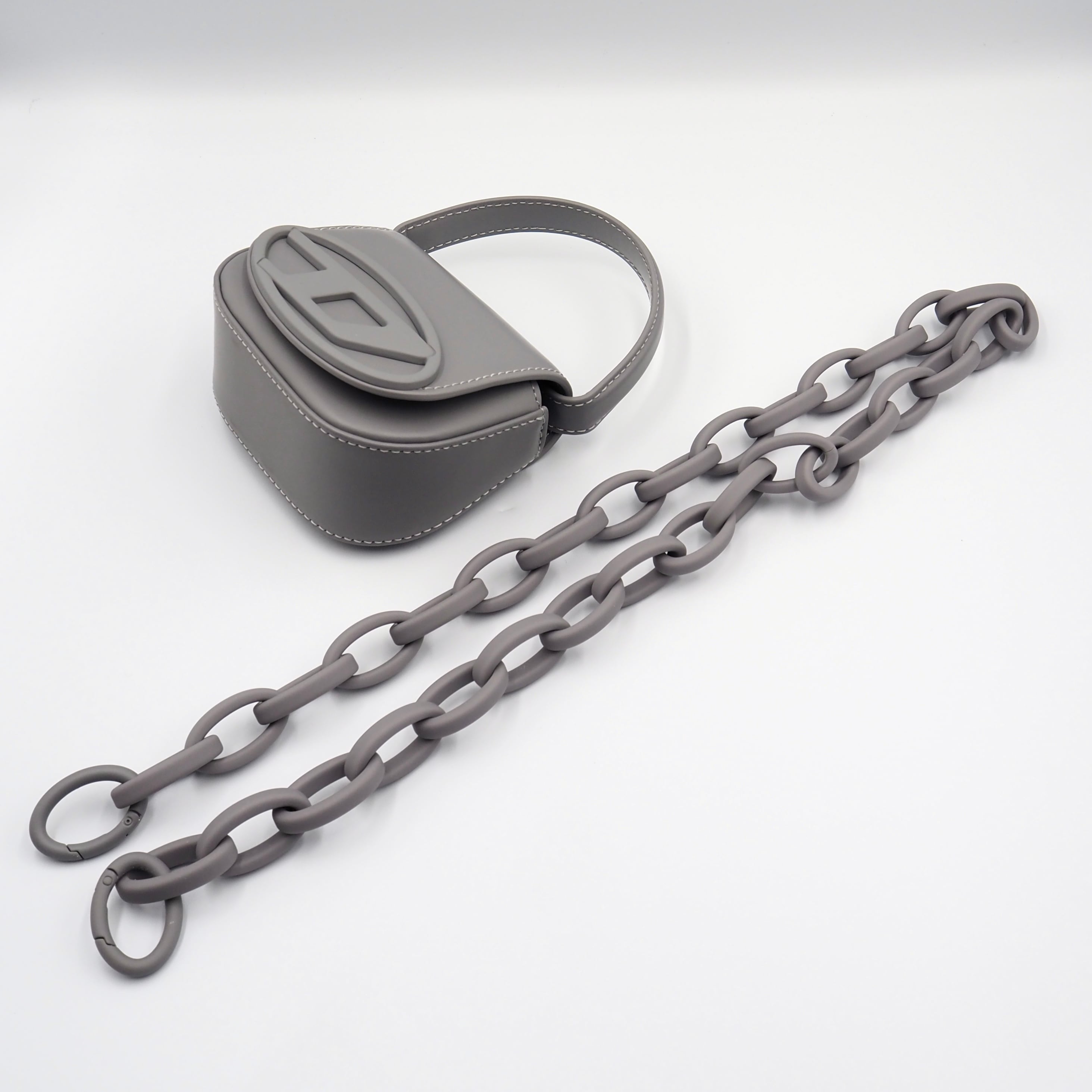 DIESEL 1DR XS ショルダーバッグ レザー グレー ディーゼル 付属品付き