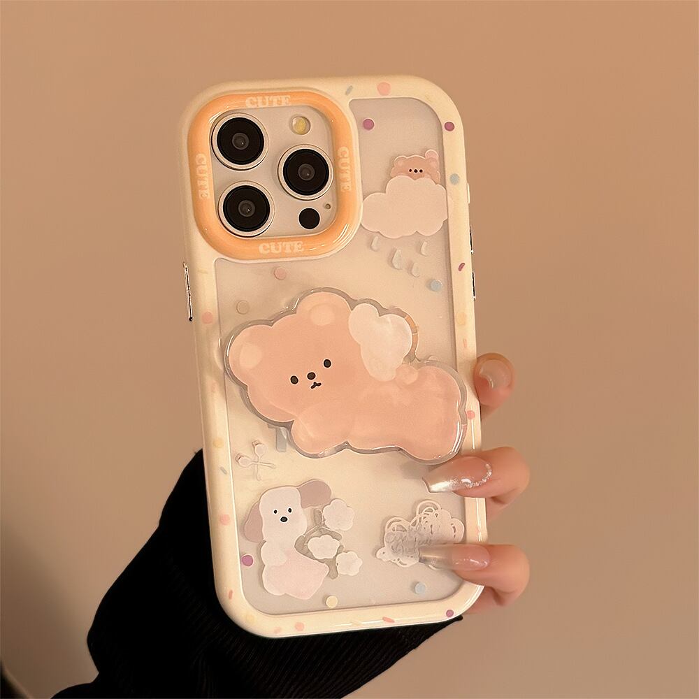 iPhone15対応】天使のテディベアに一目惚れ◎かわいいクマさん クリア