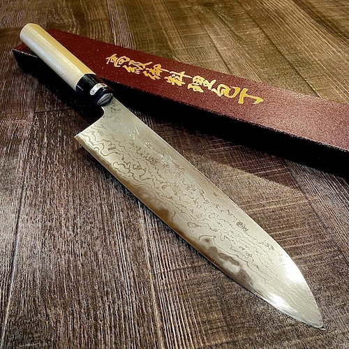 "Shuji Toyama"  Wagyuto  240mm  Suminagashi  Buffalo Magnolia Handle