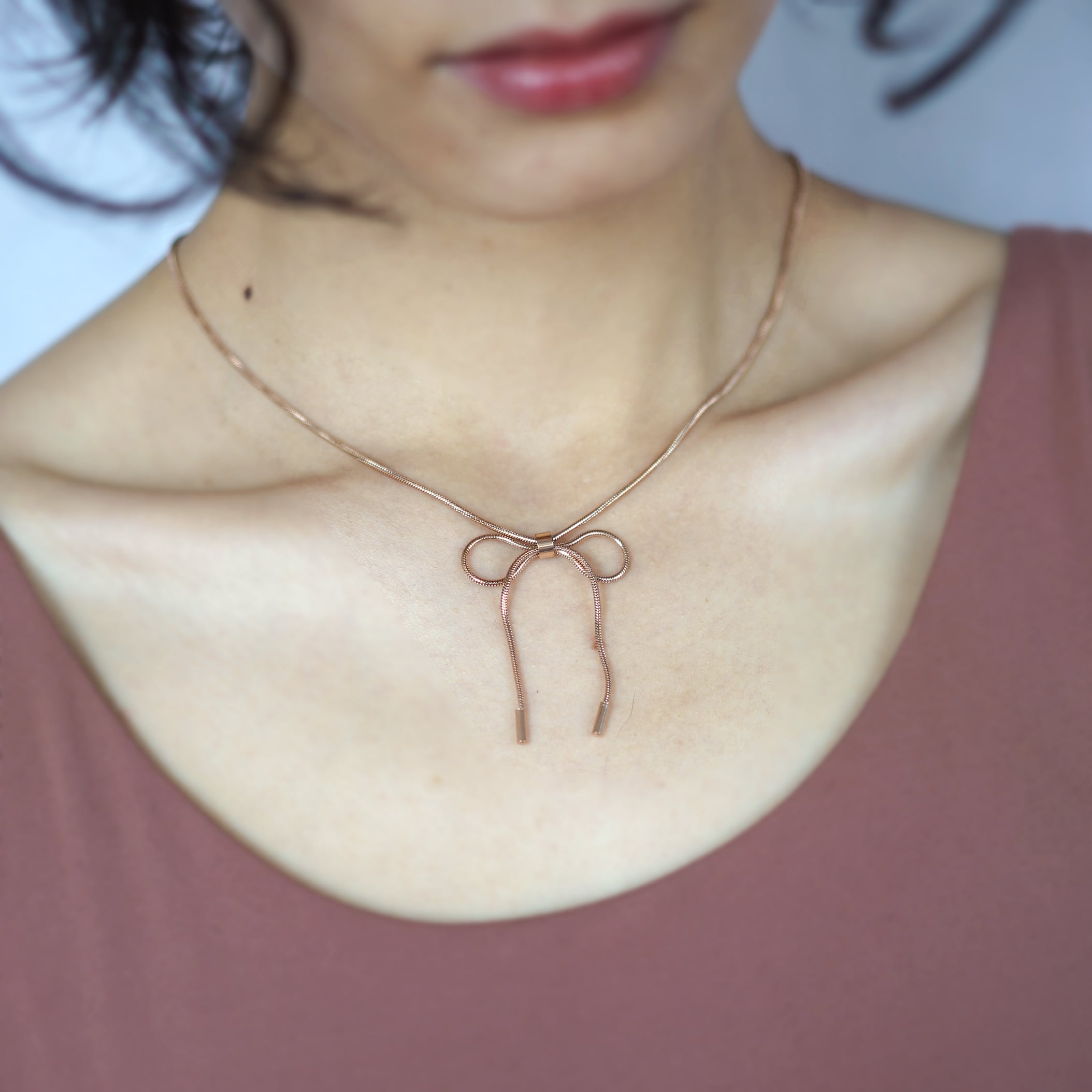 ピンクゴールド・リボン・ネックレス | jojono