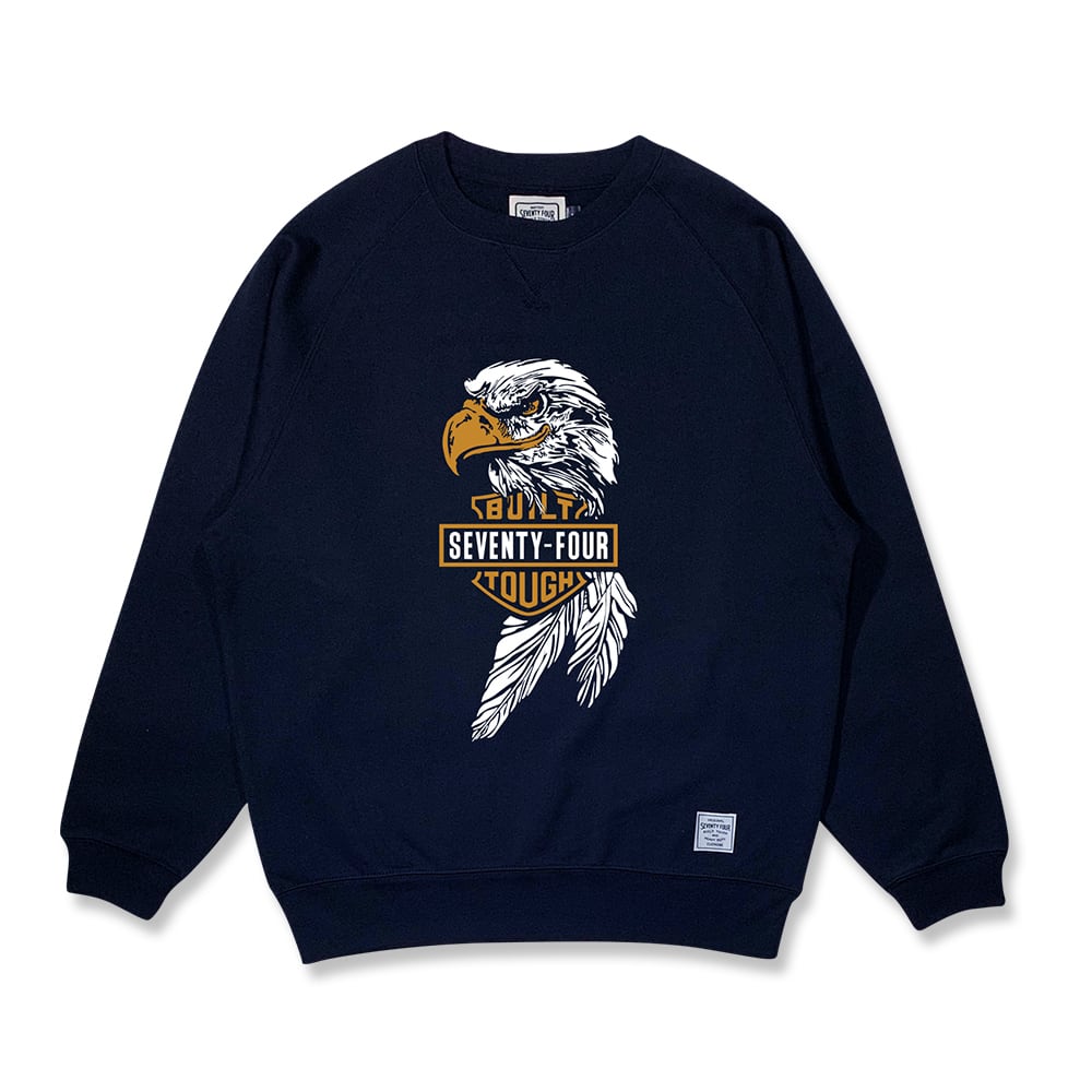 クルーネックスウェット / SEVENTY FOUR(セブンティーフォー) / CREW NECK SWEAT SHIRT (EAGLE FACE)(NAVY)(STF26SS8)