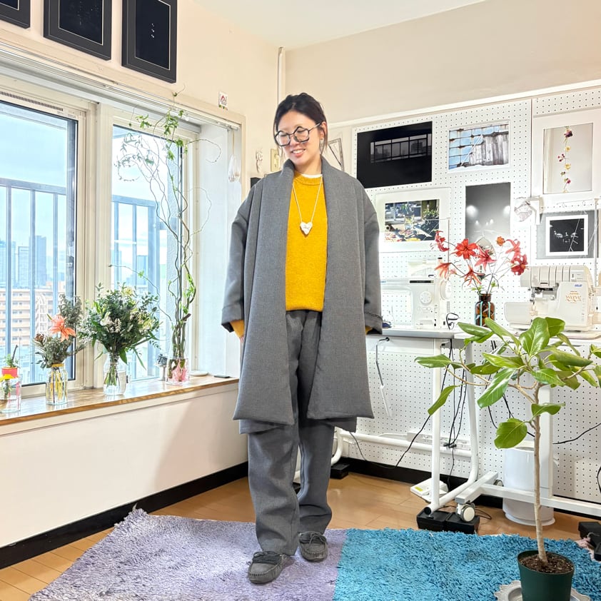 グレーンチェックガウンコート