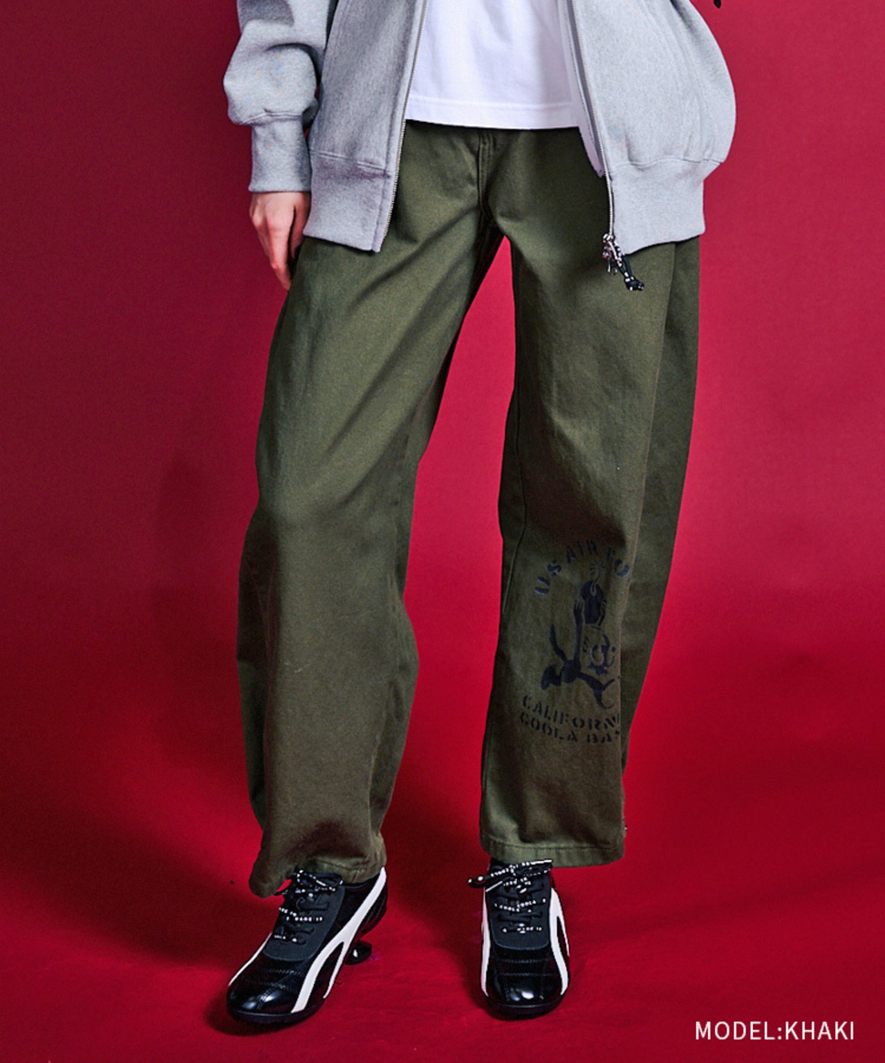 COOLA BASEコットンワイドスナップパンツ (KHAKI) CQ-47089