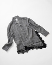 Lace Hem Sheer Cardigan knit