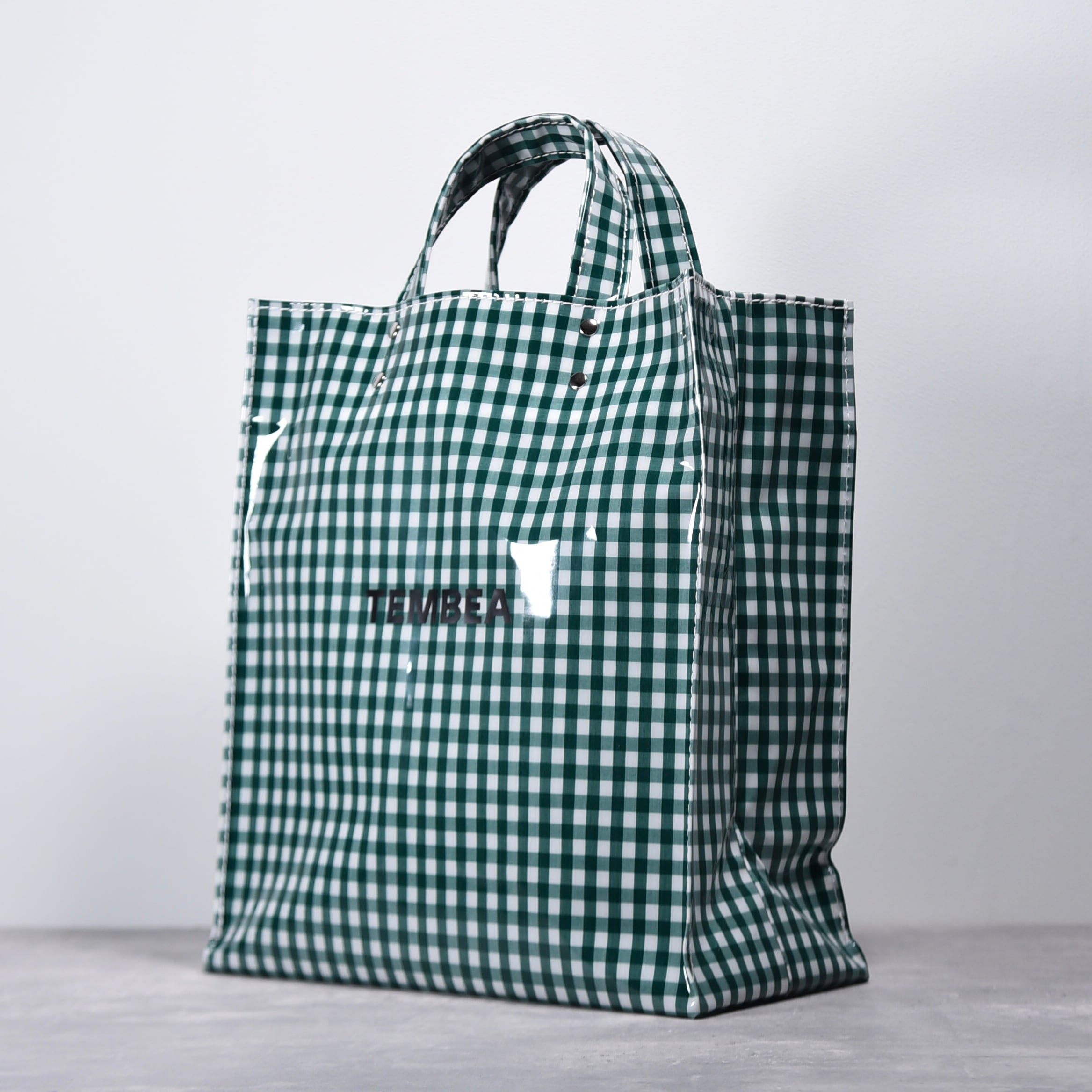 TEMBEA│PAPER TOTE MEDIUM | GINGHAM GREEN｜テンベア｜ペーパー