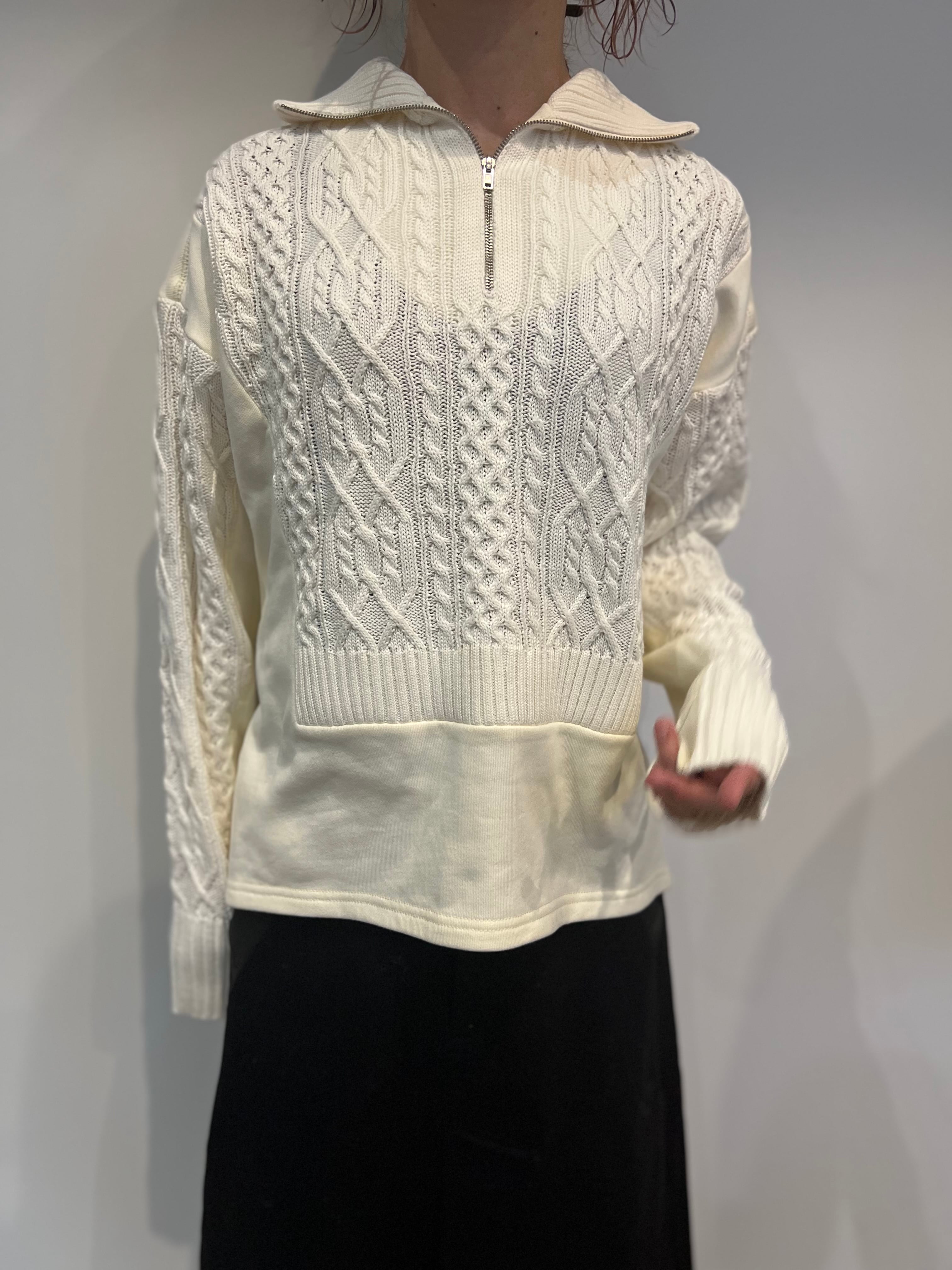 【SELECT】スウェット×ニット　ハーフZIP プルオーバー