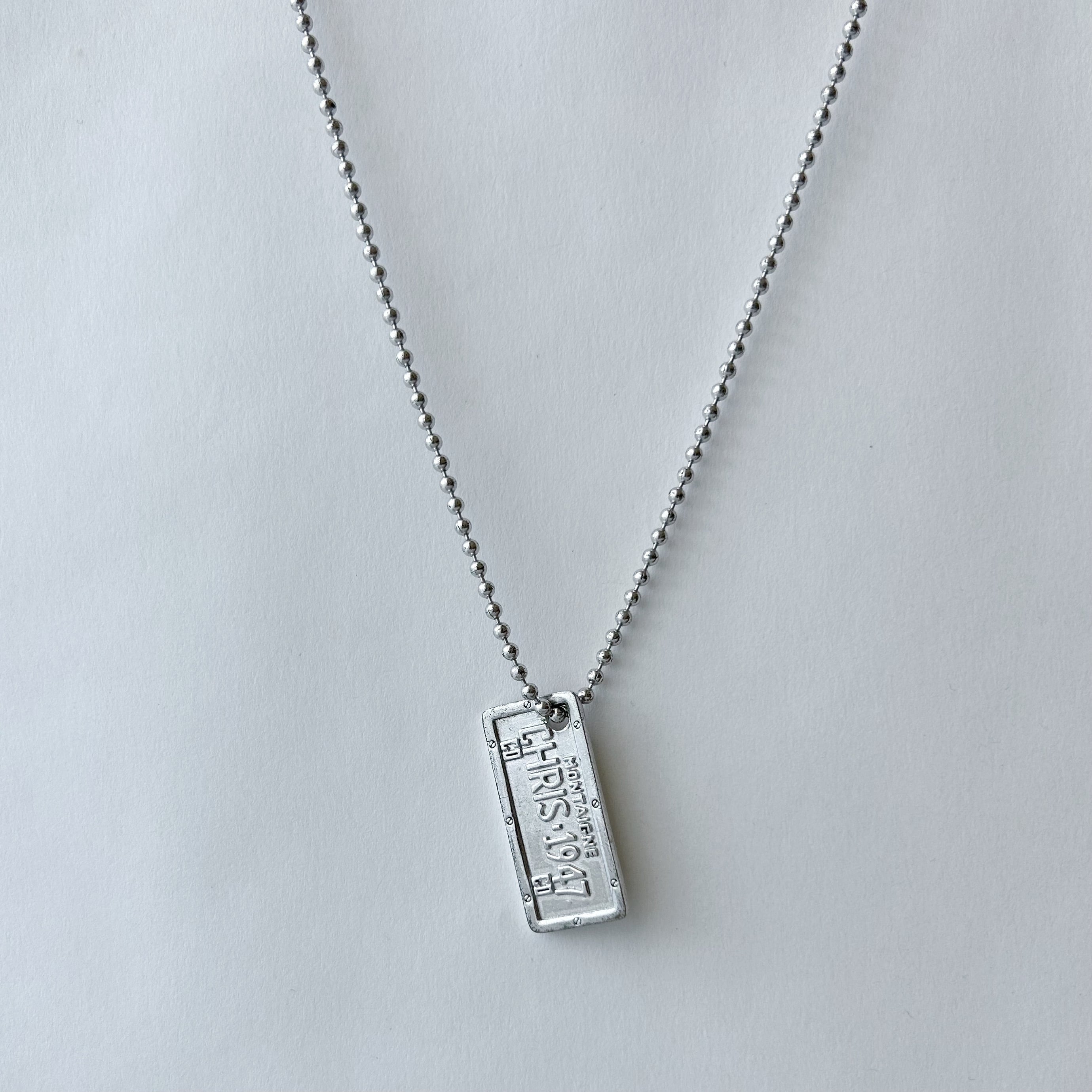 N5161】Christian Dior tag plate necklace/クリスチャン N5161】Christian Dior tag plate necklace/クリスチャン