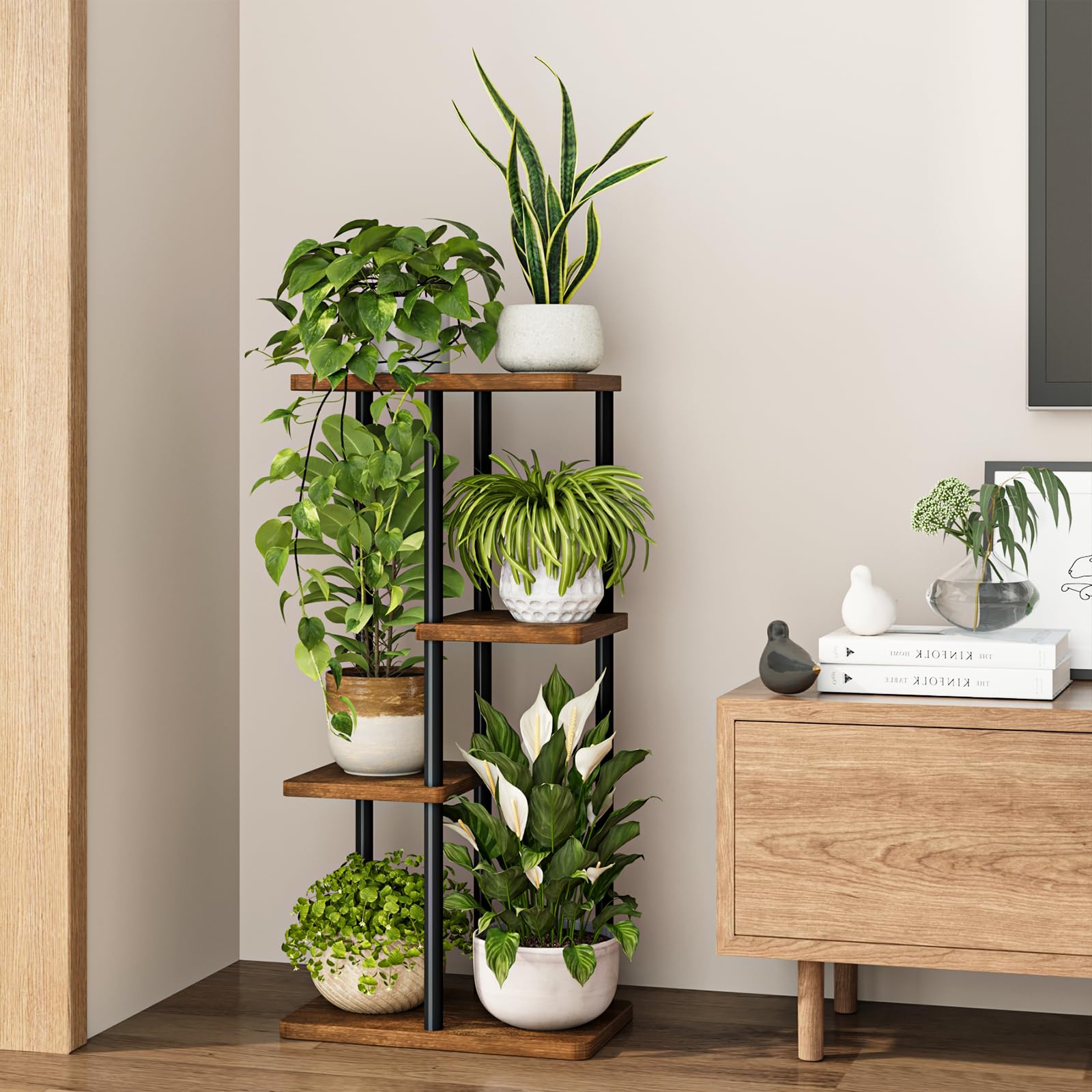 Bamworld フラワースタンド 室内 プランタースタンド 4段花台 観葉植物